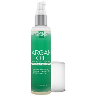 InstaNatural Huile d'Argan Traitement capillaire - Laissez-in Conditioner - Pour coloré, sec et cheveux endommagés - Imprégné d'