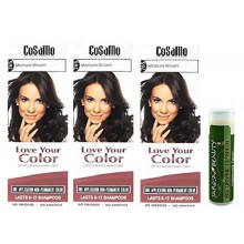 Cosamo -Love Your Color- Ammonia & Peroxide Free Hair Color 765 Medium Brown (Pack of 3) with One Jarosa Beauty Bee Organic