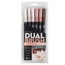 Tombow Dual Brush Art Pen marcadores, Retrato, 6-Pack