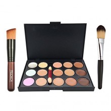 Kit Ucanbe 15 color Concealer Crema Contorno con pinceles de maquillaje Fundación Pro Corrector Contorno Cara Polvo