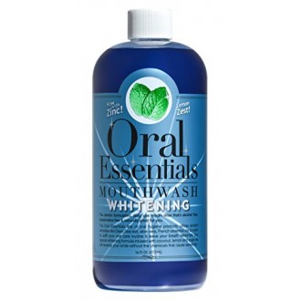 Oral Essentials Teeth Whitening Mouthwash 16 Oz. For Daily Use Without Sensitivity: Dentist Formulated & Certified