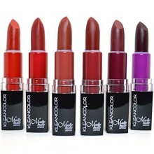 6 KLEANCOLOR MADLY MATTE LIPSTICK SET VIVID DARK COFFEE BROWN LIP STICK + FREE EARRING by Kleancolor