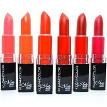 6 Kleancolor MADLY Barra de labios mate SET VIVO MELON ROJO NARANJA LIP STICK