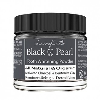 Black Pearl Activé Tooth Charcoal Powder - Hygiène orale Bio - Blanchiment des dents et reminéralisant - Anti-bactérien -