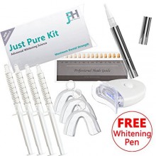 Sólo puro Hut Blanqueamiento de dientes Kit - Incluye blanqueador Pen - 4 x Gel Recambio - 3 x Bleach Bandejas y Luz