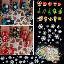 12 Feuille de Noël Snowflake Arbre 3D Nail Art Sticker Decal Conseils Décoration, multi-couleur, One Size