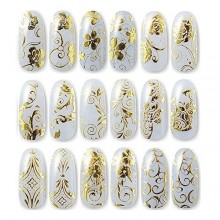 LKE 108pcs flores de oro 3D para las uñas Pegatinas Adhesivos para puntas de las uñas Decoraciones (Gloden)