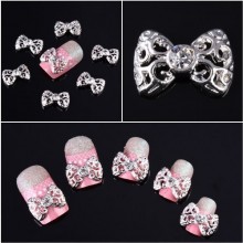 350buy 10x 3D Silver Carve alliage strass Bow Tie Nail Art bricolage Décorations