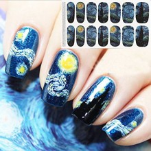 Bluezoo Full Nail Art Sticker Van Gogh's Starry Night Fullnail Stickers,14 Decals/sheet (Pack of 2 Sheets)