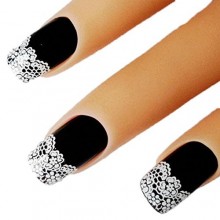 Bhbuy 2 Sheets Sweet Nice White Lace 3D Nail Art Stickers Adhesive Decals Decoration