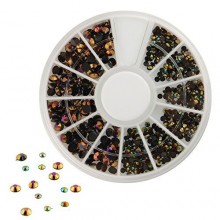 300pcs 3D Nail Art Tips Black Gems Crystal Glitter Rhinestone DIY Decoration Kit With Wheel