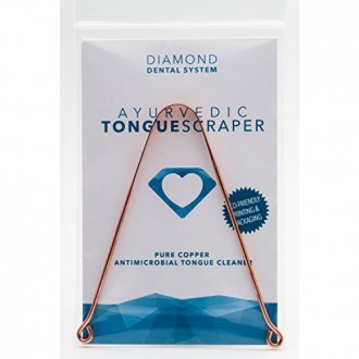 Tongue Scraper ayurvédique cuivre pur Tongue antimicrobienne Cleaner - Dental System diamant