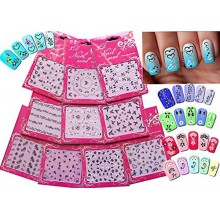 Adorable Nail Art 3D Stickers Decals With Rhinestones Variety Pack of 10 - Bows ♥ Butterflies ♥ Flowers ♥ Hearts -
