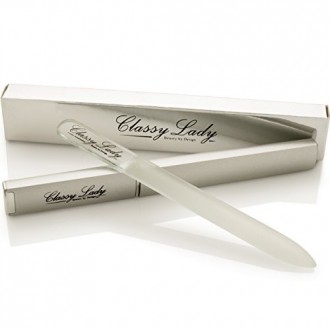 ClassyLady cristal de verre professionnel ongles ensemble de fichiers avec étui, Silver