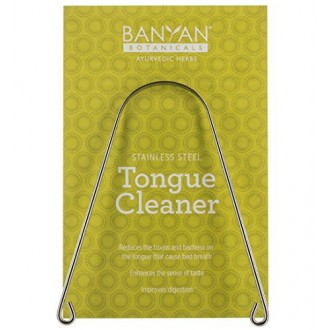 Banyan Botanicals ayurvédique Tongue Cleaner Scraper - Acier inoxydable - tridoshic - Made in USA - Réduit l'accumulation de tox