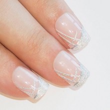 Art Bling faux ongles français manucure Silver Glitter Faux 24 Pleine couverture moyenne au Royaume-Uni