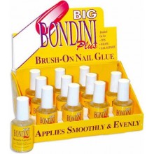 12 Bottle Display Big Bondini Plus All Purpose Brush On Nail Glue Adhesive 0.5oz