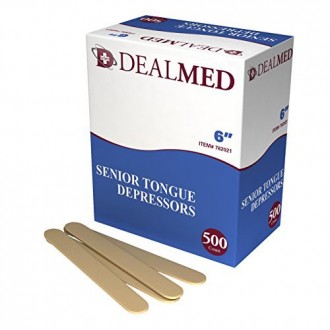 Dealmed Senior Tongue Depressors, Non-sterile, 6 Inches 500 Count