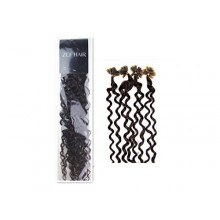 20" Nail U Tip Pre-Bonded Keratin Glue Human Natural Curly Hair Extensions 100S 50G(02 Dark Brown)