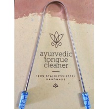 Ayurvedic Tongue Cleaner (Ocean Blue) by Sattvic Path - Premium Tongue Scraper 100% Stainless Steel - Kills Bad Breath with