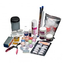 AMA (TM) 19 Acrylique Nail Art Tips Powder Liquid Brush Primer Clipper Glitter fichier Set Kit manucure Salon Conseils Décoratio