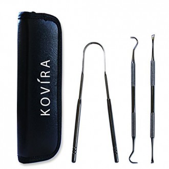 A Grade Stainless Steel Dental Tool Set with Dental Pick, Tartar Scraper & Tongue Cleaner to Reduce Toxin, Remove Plaque -