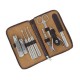 No.2 Entrepôt 9in1 Nouveau Hommes Manucure Grooming Set Kit Nail Clipper Case en cuir Groom &amp; Kit voyager + un morceau de ti