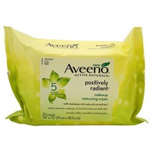 Aveeno Maquillage Positively Radiant Retrait Lingettes, 25 Count