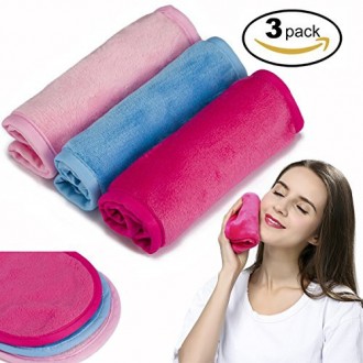 Démaquillant Cloth 3 Pack - Chemical gratuit, Déplacer maquillage instantanément avec juste l'eau, réutilisable serviette nettoy