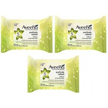 Aveeno Active Naturals Positively Radiant Facial Cleanser Makeup Removing Wipes, 25 ct (Pack of 3)