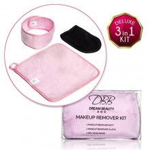 BEST MAKEUP REMOVER 3-in-1 Kit for Clean & Healthy Skin, Includes Spa Headband, Facial & Eye Cleansing Cloth Towels, &