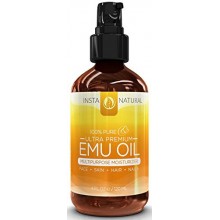 InstaNatural Emu Oil - Pure Moisturizer for Strengthened Hair, Stretch Marks, Scars, Joint & Muscle Pain - All in One for