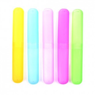 KLOUD City ® Pack of 5 Different Color Plastic Toothbrush Case/Holder for Travel Use (Style ONE)