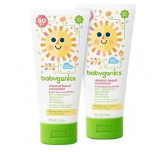 Babyganics Mineral-Based Baby Sunscreen Lotion, SPF 50, 6oz Tube (Pack of 2)