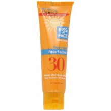 Kiss My Face Face factor natural de protección solar SPF 30 Protector solar para la cara y el cuello, 2 onza