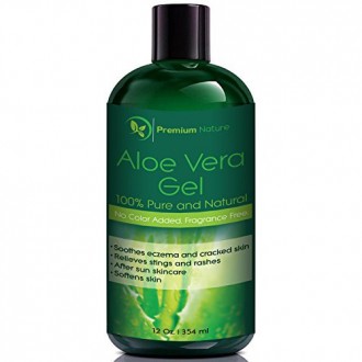 Aloe Vera Gel for Face Body & Hair, 12 oz, Pure & Natural, Soothes Eczema, After Sun Skin Care, By Premium Nature