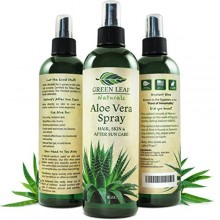 Green Leaf Naturals Organic Aloe Vera Gel Moisturizer Spray for Skin, Hair, Face and Sunburn Relief - Unscented, 8 Ounces