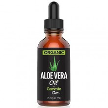 Organic Aloe Vera Oil for hair, face, skin, body and burns - pure & cold pressed - with vitamin e - 2 oz