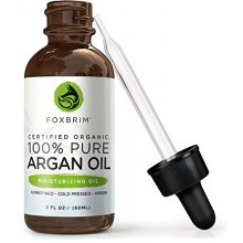 Foxbrim Organic Argan Oil - Unrefined, Virgin & Cold Pressed Moroccan Oil - For Hair, Skin & Nails - 60mL/2oz