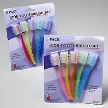 TOOTHBRUSH KIDS 5PK W/TRAVEL CAPS 2AST PASTEL/BRITE, Case Pack of 36