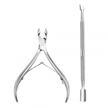 Cuticle Nipper with Cuticle Pusher- Professional Grade Stainless Steel Cuticle Remover and Cutter - Durable Manicure and