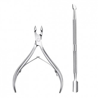 Cuticule Nipper avec cuticules Pusher- Professional Grade en acier inoxydable cuticules Remover et Cutter - Manucure Durable et