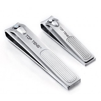 TOP TENG® Deluxe Brushed Stainless Steel Sharpest Nail Clippers Set in Gift Box | Fingernail + Toenail Clippers Set |