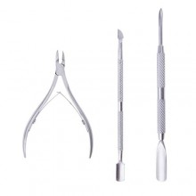 LEMONBEST A Set of Stainless Steel Nail Cuticle Spoon Pusher Remover Cutter Nipper Clipper Professional Manicure Tools
