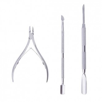 LEMONBEST A Set of Stainless Steel Nail Cuticle Spoon Pusher Remover Cutter Nipper Clipper Professional Manicure Tools