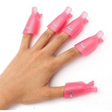 TOOGOO(R) 10PC Plastic Acrylic Nail Art Soak Off Cap Clip UV Gel Polish Remover Wrap Tool(Pink)