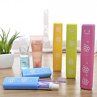 4pcs sourire brosse à dents dentifrice boîte de rangement portable Voyage respirante Toothbrush dentifrice contenant des bonbons