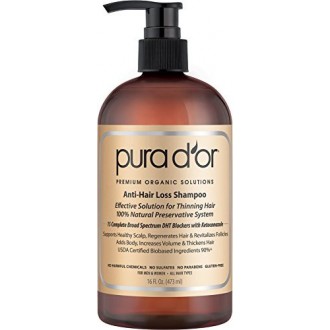 Pérdida PURA D'OR Anti-Hair premio orgánico aceite de argán Champú (Gold Label), 16 onza líquida