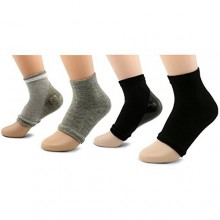 AYAOQIANG Moisturizing Open Toe Gel Heel Socks,Spa Socks for Dry Hard Cracked Skin -2 Pair（Black and Grey）