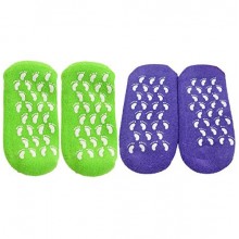 AYAOQIANG Moisturizing Gel Spa Socks for Moisturize Soften Repair Cracked Skin-2Pair (Green + Purple)